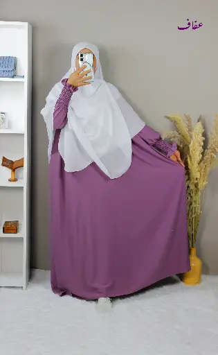 عباءة عفاف - تصميم محاسن - ثوب كريب روزا